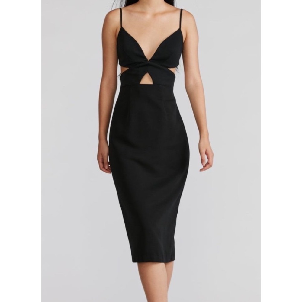 Zac Posen Womens Black Cut-Out Midi Cocktail Dress NWT F225013 Size 2
